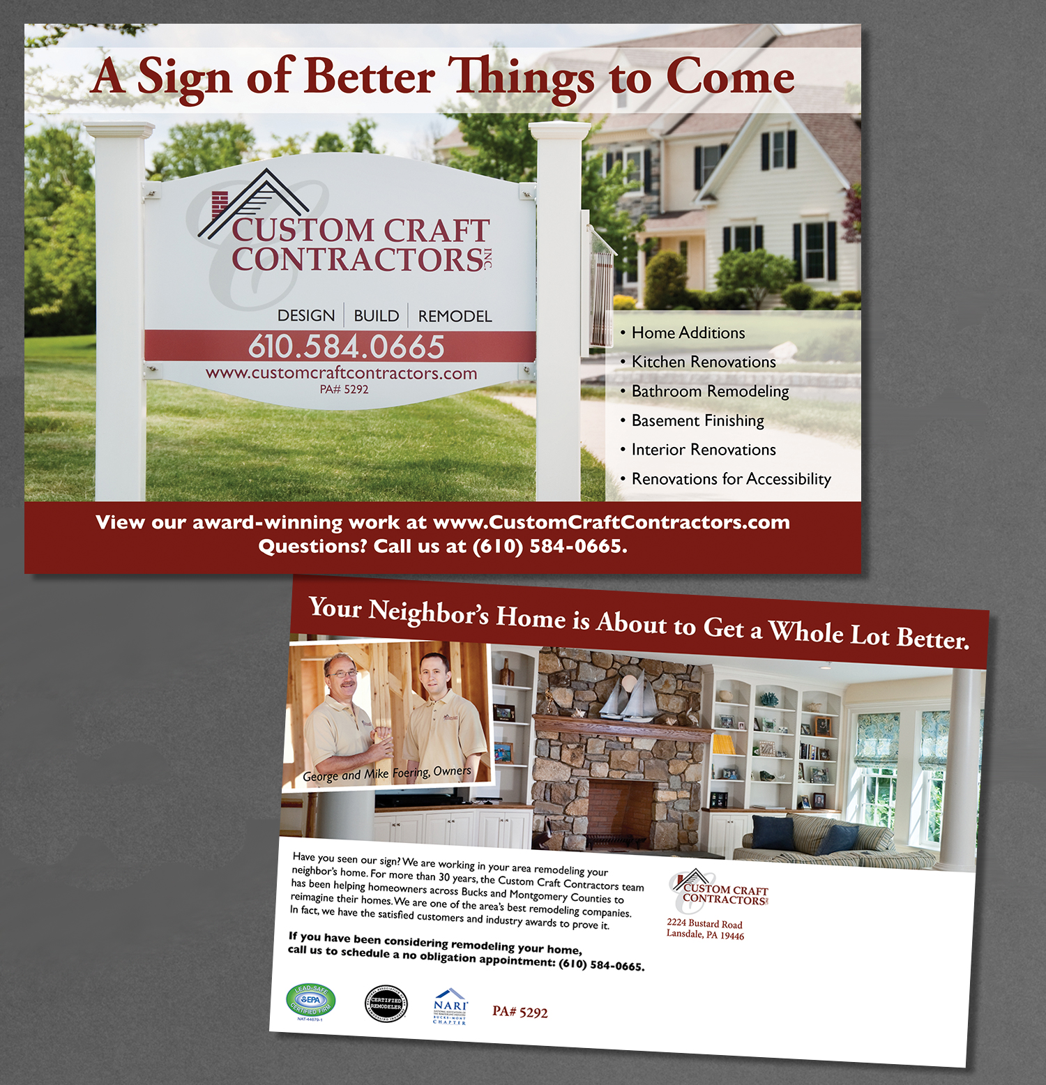 Custom Craft Contractors, postcard