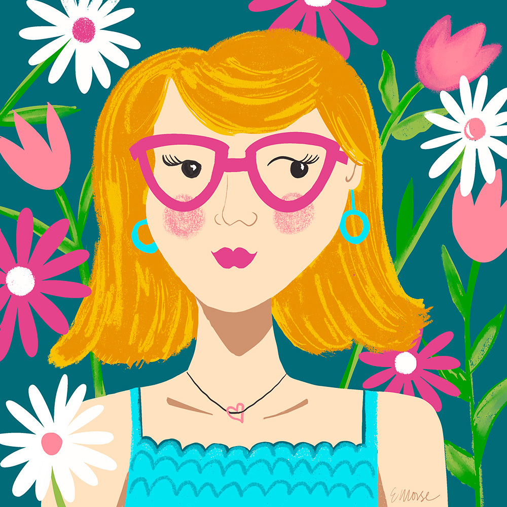 Portrait of girl with flowers