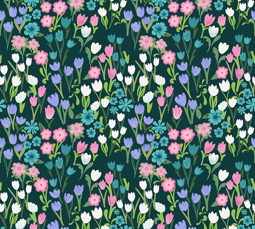 floral meadow surface pattern design by Ellen Morse