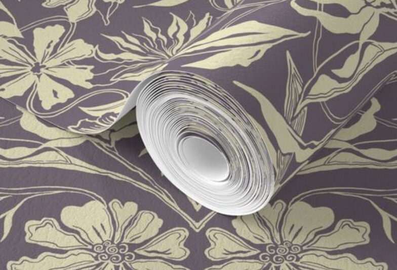 detail of wallpaper pattern design by Ellen Morse