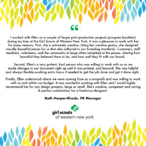 testimonial of Ellen Morse by girl Scouts of WNY