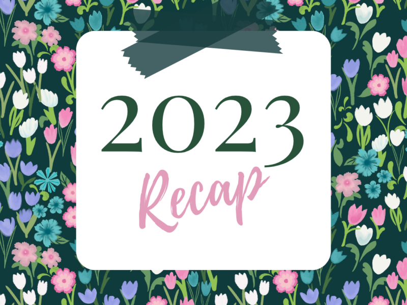 2023 recap graphic with illustrated patterned background by Ellen Morse