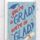 Handlettered "You're a Grad! We're So Glad!" by Ellen Morse for Minted