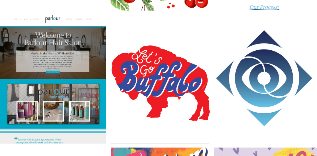 collage of graphic design and illustration projects from 2025 by Ellen Morse