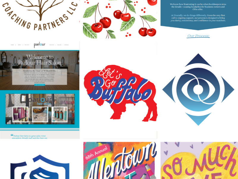 collage of graphic design and illustration projects from 2025 by Ellen Morse